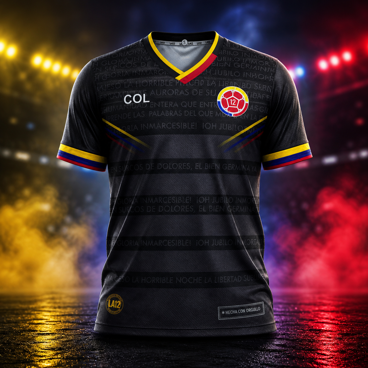 Camiseta Hombre Deportiva Colombia26 Negra