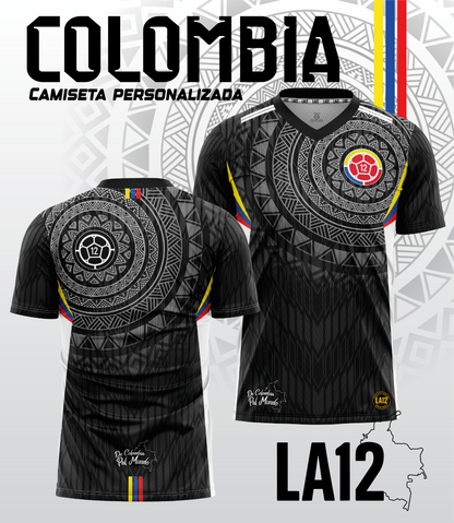 Camiseta Hombre Deportiva Colombia25 Negra