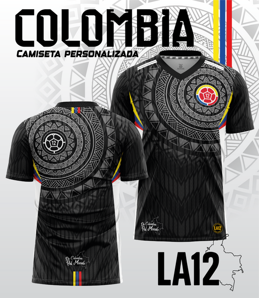 Camiseta Hombre Deportiva Colombia25 Negra