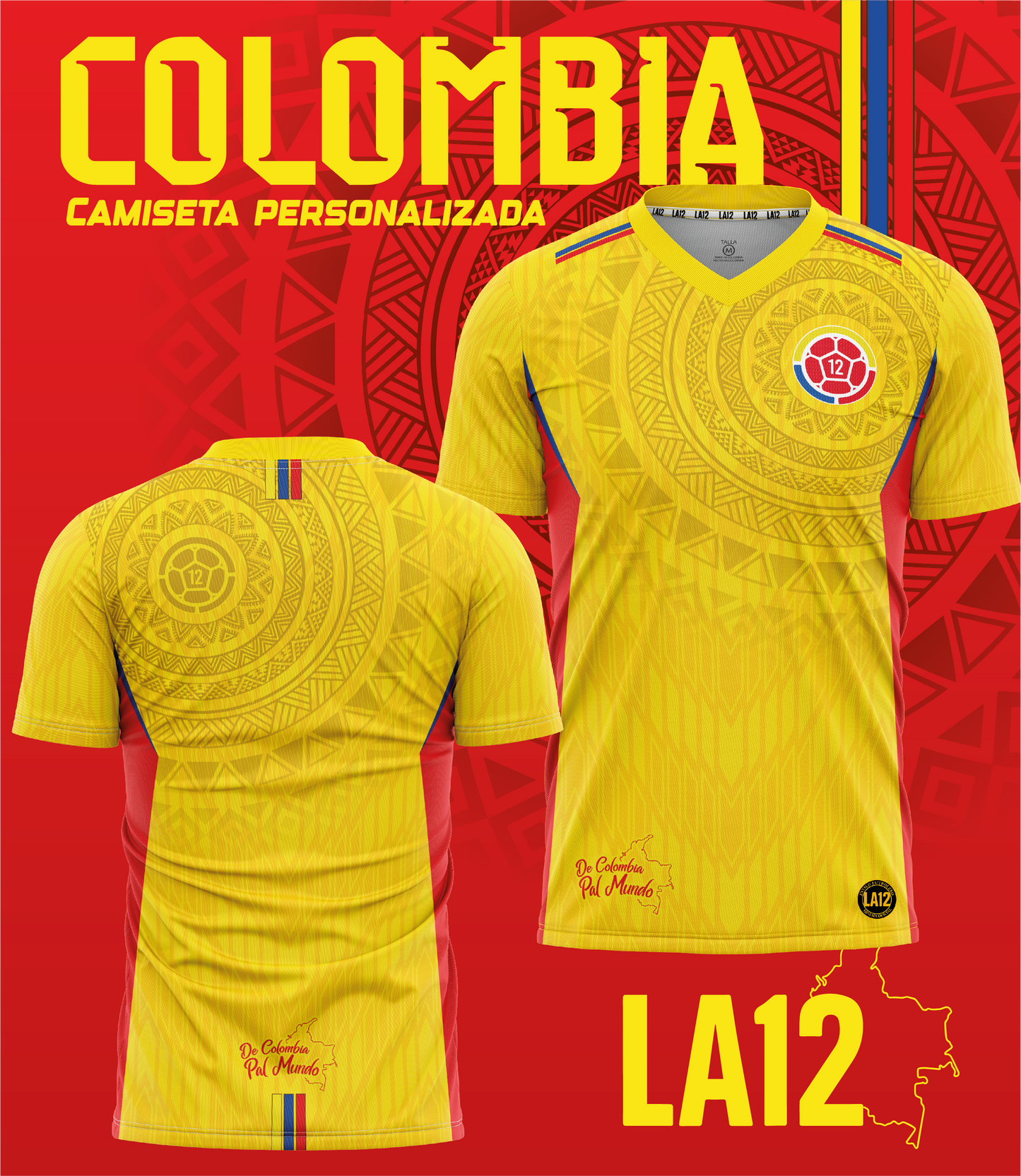 Camiseta Hombre Deportiva Colombia25 Amarilla