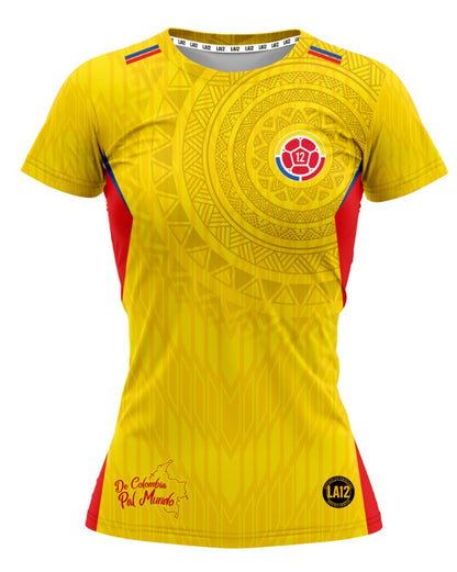 Camiseta Dama Deportiva Colombia25 Amarilla