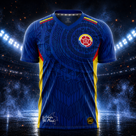 Camiseta Hombre Deportiva Colombia25 Azul
