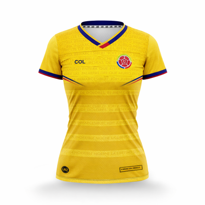 Camiseta Dama Deportiva Colombia26 Amarilla