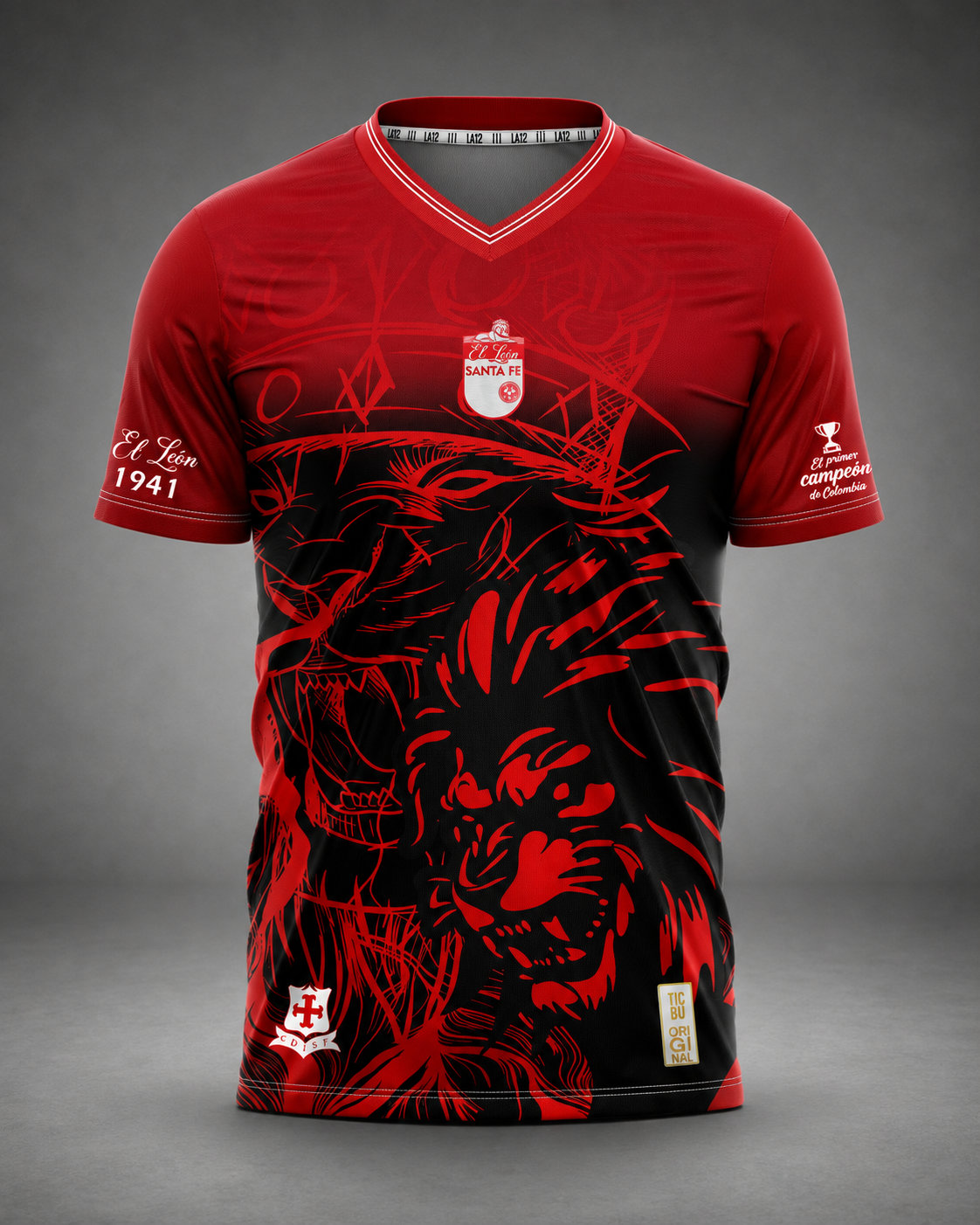 Camiseta Santa Fe León Negra Hombre | Edición Especial LA12